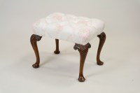 Lot 256 - A George I style walnut framed footstool, the...