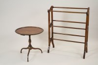 Lot 257 - A Victorian walnut framed towel rail and a...