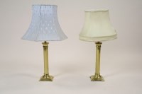 Lot 270 - A pair of brass table lamps of plain columnar...