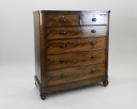 Lot 298 - A Victorian tall figured mahogany chest of two...