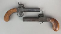 Lot 235 - A 19th century percussion pistol with a walnut...