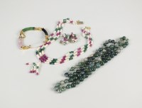 Lot 78 - A gilt mounted Chinese jade bracelet, together...