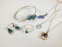 Lot 82 - A 9ct gold amethyst and pearl pendant on chain,...
