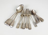 Lot 94 - Three silver Fiddle pattern tablespoons,...