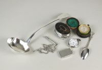 Lot 95 - A silver Fiddle pattern soup ladle, WE, London...
