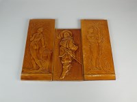 Lot 136 - A near pair of Minton relief tile panels,...