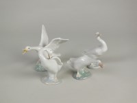 Lot 137 - Four Lladro figures of geese in different...