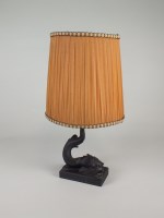 Lot 138 - A Wedgwood basalt dolphin table lamp, post-war...