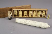 Lot 150 - A Chinese carved bone etui, together with a...