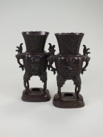 Lot 151 - Pair of Japanese bronze vases, Meiji/Taisho...