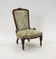 Lot 215 - A Victorian walnut nursing or easy chair circa...