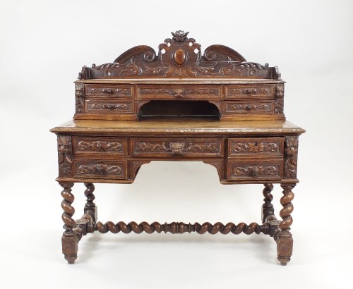 Lot 249 - A Victorian Elizabethan revival carved oak...