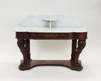 Lot 251 - A Victorian marble top figured walnut...