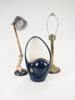 Lot 263 - An Edwardian brass table lamp on circular...