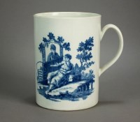 Lot 1 - A Worcester cylindrical mug transfer-printed...