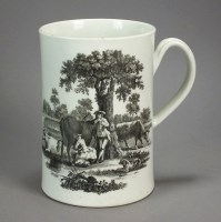 Lot 5 - A Worcester cylindrical mug transfer-printed...