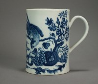 Lot 13 - A Worcester porcelain cylindrical mug transfer-...