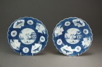 Lot 48 - A pair of small Caughley powder blue lobed...