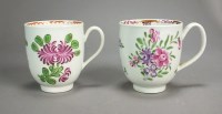 Lot 68 - Two Caughley polychrome porcelain coffee cups...