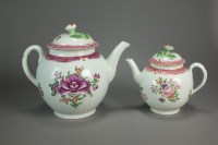 Lot 101 - Two Caughley porcelain famille rose teapots...