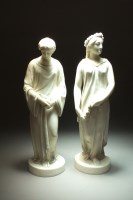 Lot 114 - A pair of Royal Worcester Parian figures, L'...