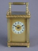 Lot 191 - A French brass carriage timepiece with five...