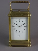 Lot 192 - A French brass gorge cased repeating carriage...