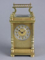 Lot 195 - A brass cased carriage timepiece with five...