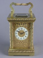 Lot 196 - A brass cased carriage clock, the five panel...