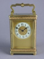 Lot 199 - A brass case carriage timepiece with five...