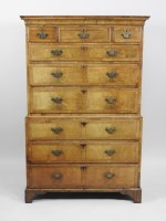 Lot 225 - A crossbanded walnut chest on chest, 18th...