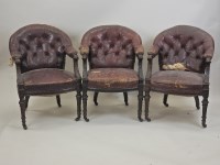 Lot 266 - A set of six simulated rosewood and oak framed...