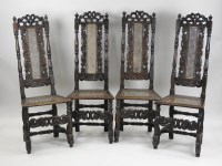 Lot 298 - A set of four oak high back dining chairs,...