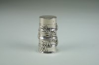 Lot 10 - A Chinese silver pepperette with bamboo...