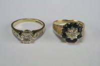 Lot 11 - A 9ct gold sapphire and diamond floral cluster...