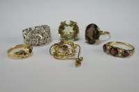 Lot 15 - A 9ct gold citrine dress ring, together with a...