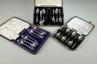 Lot 26 - A cased set of six silver teaspoons with a...
