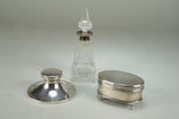Lot 33 - A silver mounted inkwell, Birmingham ,with...