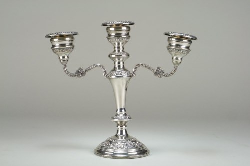 Lot 36 - A Victorian style silver mounted candelabra, B...