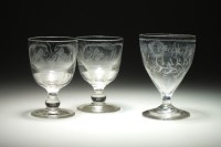 Lot 91 - A George III glass rummer engraved with floral...