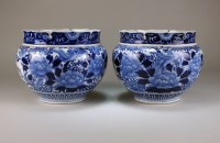 Lot 121 - A pair of Japanese Arita porcelain jardinieres...