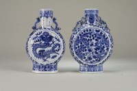 Lot 131 - Two Chinese blue and white moon flasks 19th...