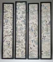 Lot 137 - A set of four Chinese silkwork panels Late...