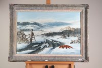 Lot 181 - Nigel Hemming (Born.1957) Fox crossing a track...