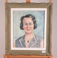 Lot 240 - E Mery (20th century), portrait of a lady, oil...