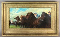 Lot 268 - J Stride (20th century), Steeplechase, signed...