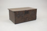 Lot 281 - 17th/18th century oak carved bible box, 68cm wide