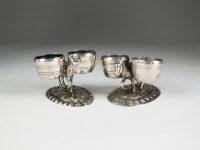 Lot 6 - Two matched white metal novelty salts, stamped...