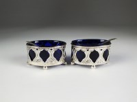 Lot 17 - A matched pair of Art Nouveau silver salts,...