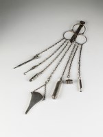 Lot 44 - A late 19th century white metal chatelaine,...